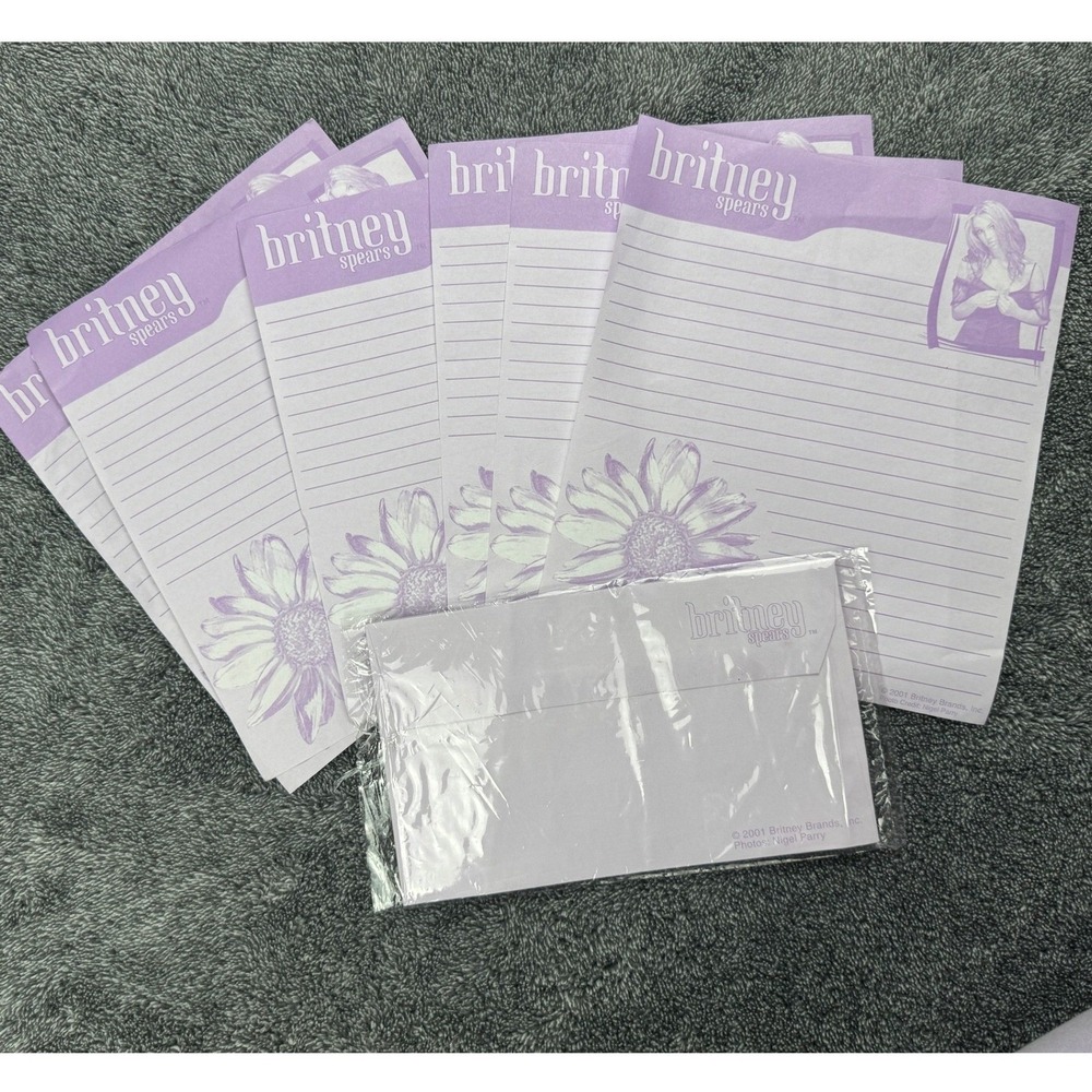 Vintage 2001 Britney Spears Stationery Set‎ Lavender Floral Daisy Y2K Pop Star